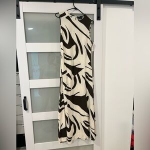Rachel Zoe Brown and Cream Linen Maxi Dress